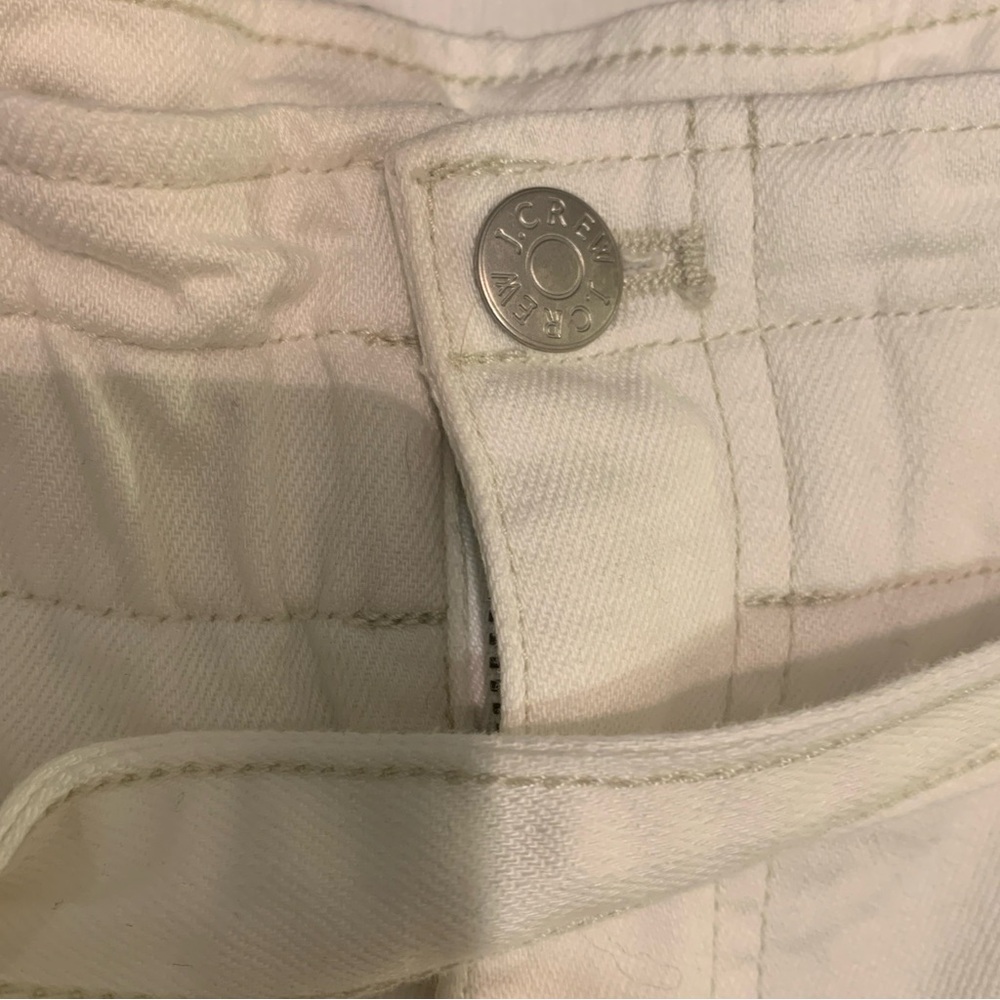 J Crew White Paper Jeans Womens Size 27 US 4 White Wide Leg Belted Elastic Waist - Picture 5 of 12